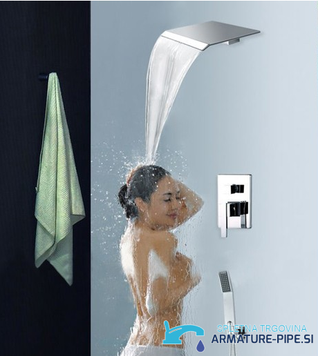 Sistema doccia da incasso PT69359 con funzione cascata in cromo lucido