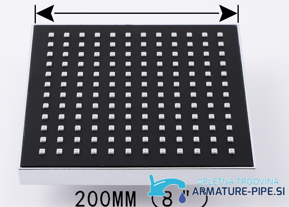 Specifiche del soffione quadrato per EYN PT77075: larghezza 200 mm
