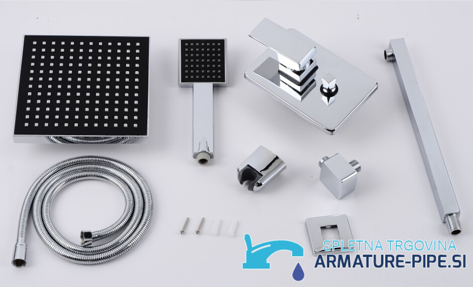 Sistema doccia da incasso EYN PT77075 — set con soffione, doccetta, miscelatore e accessori
