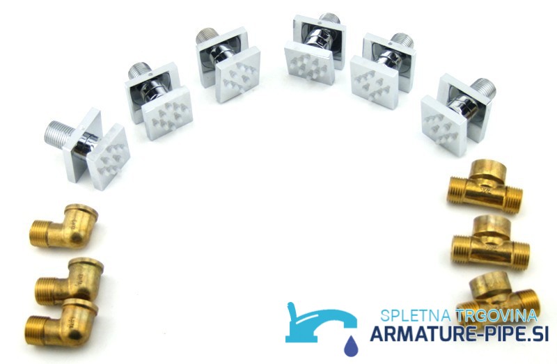 Sistema doccia da incasso EYN PTS50425 — bocchette cromate e raccordi