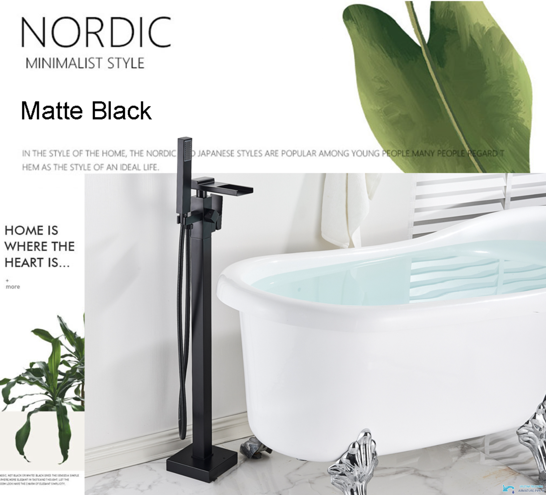 Rubinetto freestanding per vasca SB1720 in nero opaco
