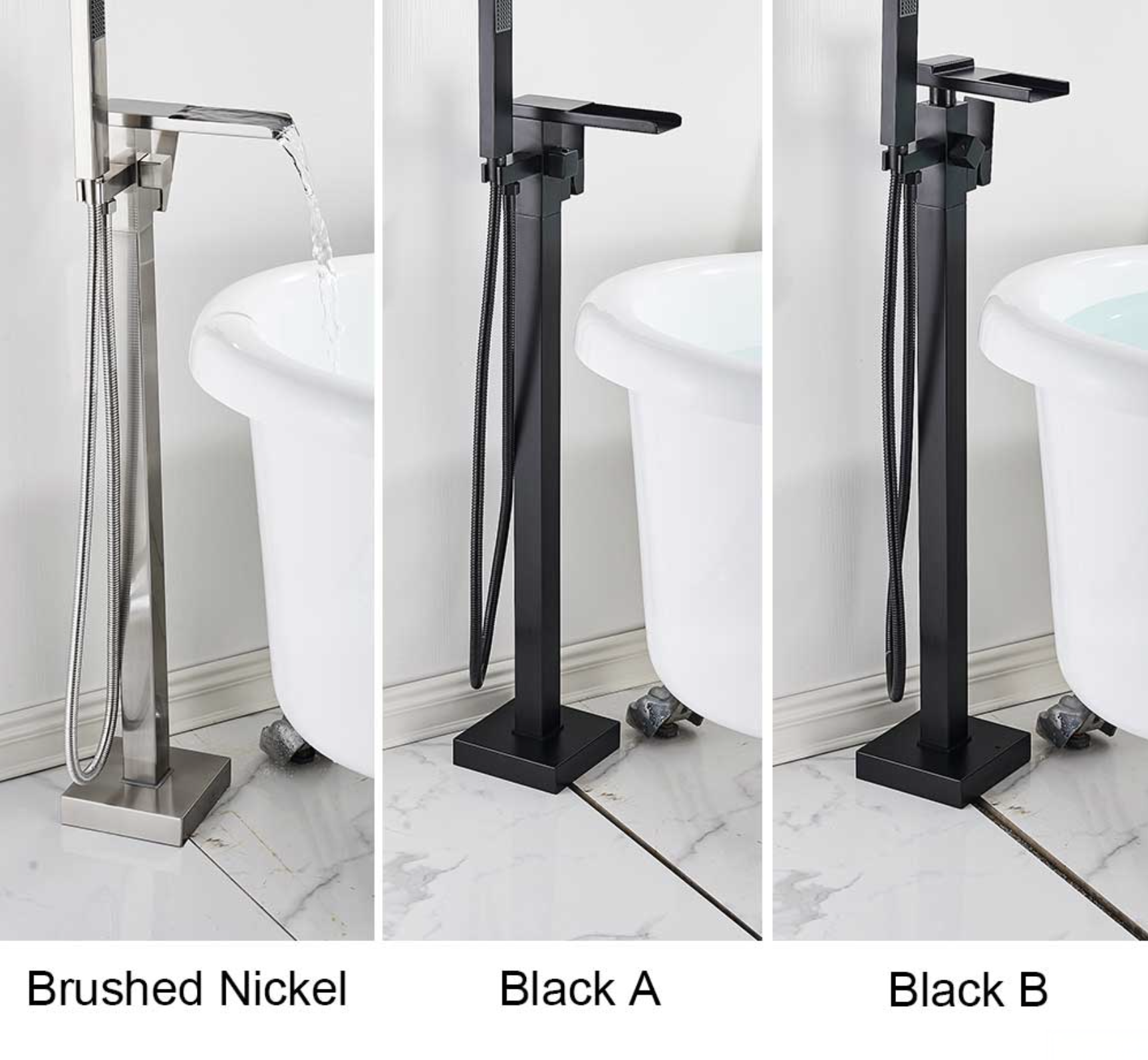 Rubinetto freestanding SB1720 nelle varianti nichel spazzolato e nero opaco