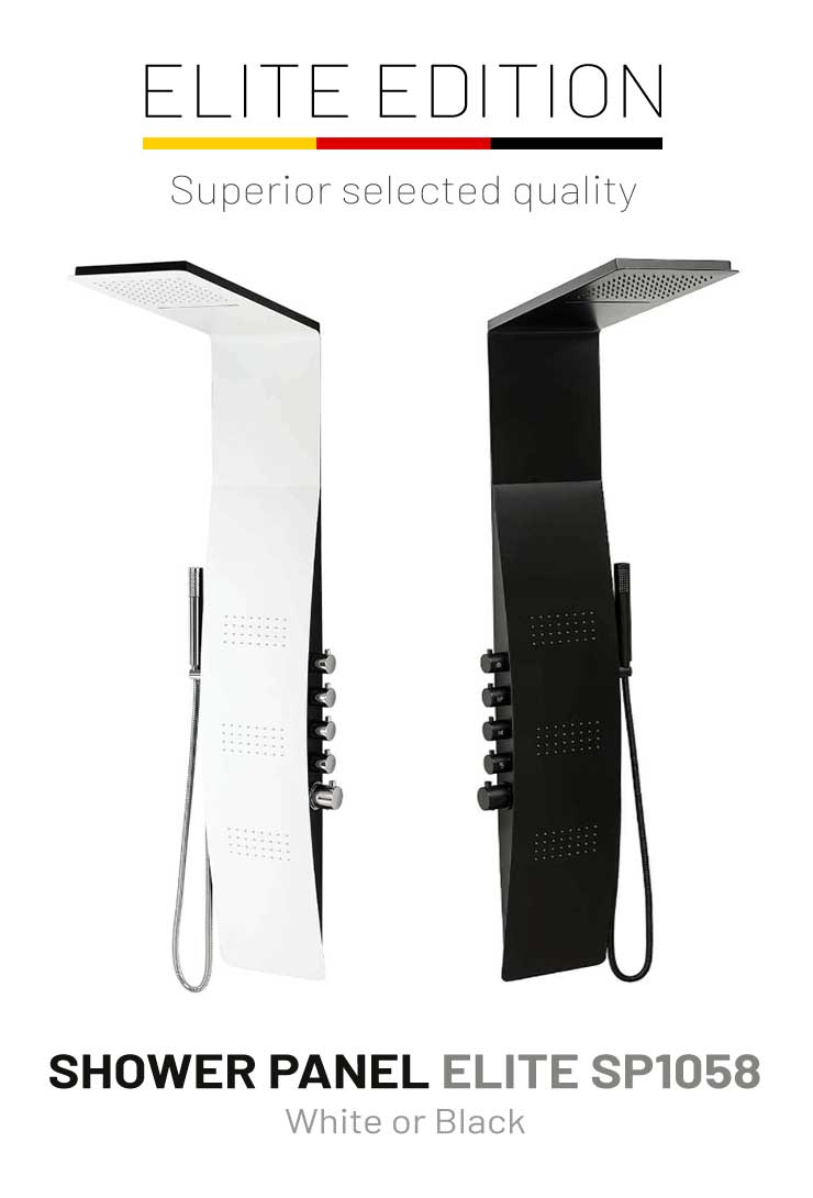 Pannello doccia termostatico ELITE SP1058 in bianco e nero