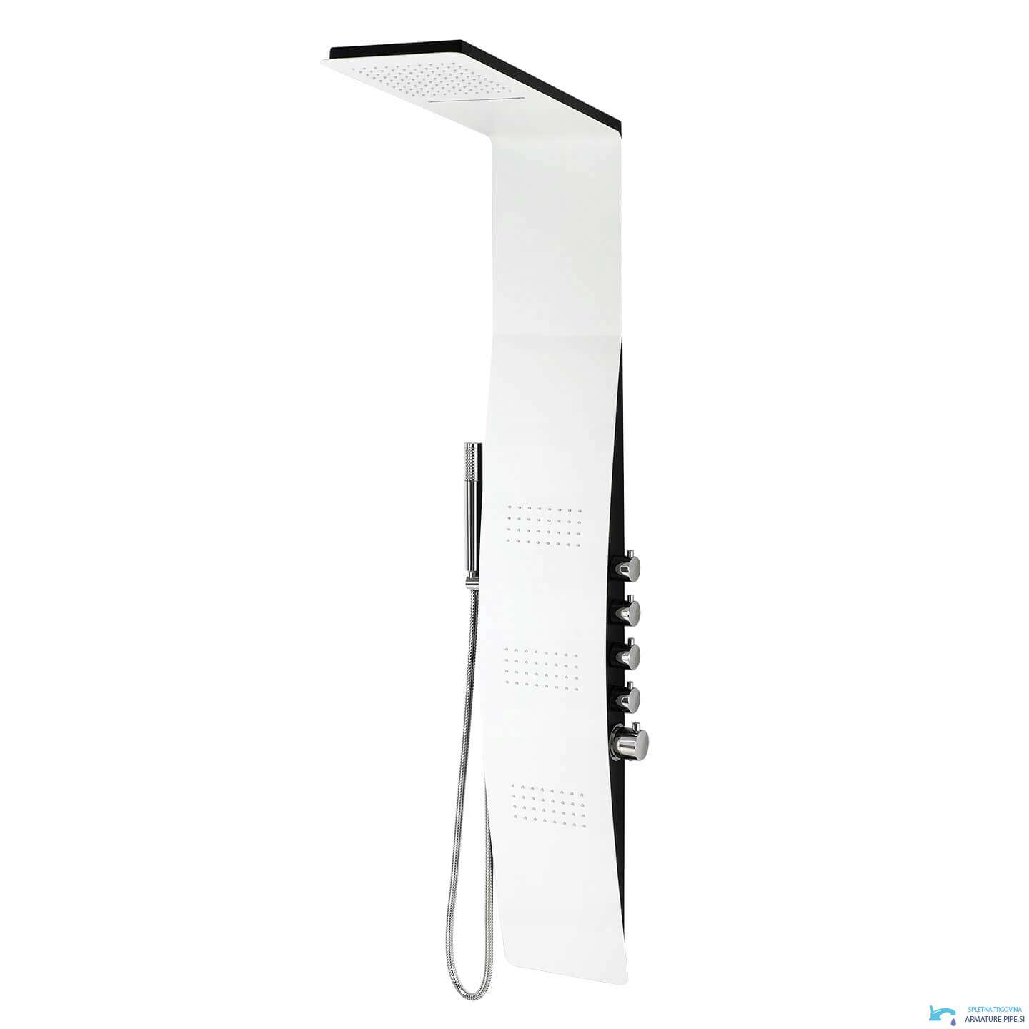 Pannello doccia termostatico ELITE SP1058 — frontale bianco e lato nero