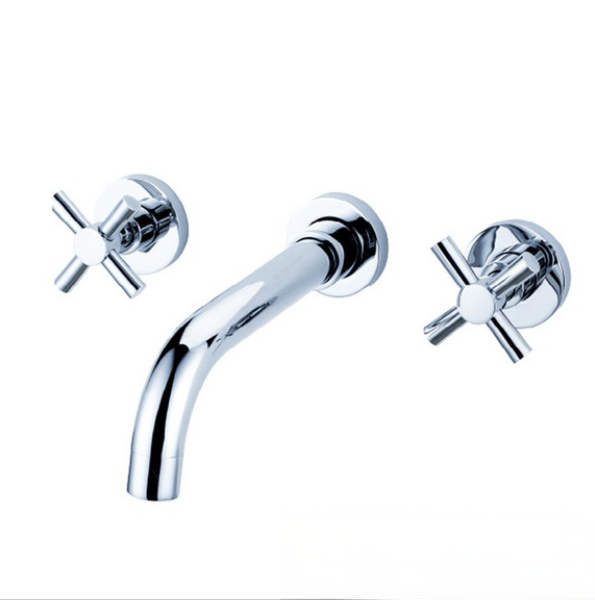 Rubinetto lavabo LED EYN SU0167 — bocca cromata e due manopole a croce