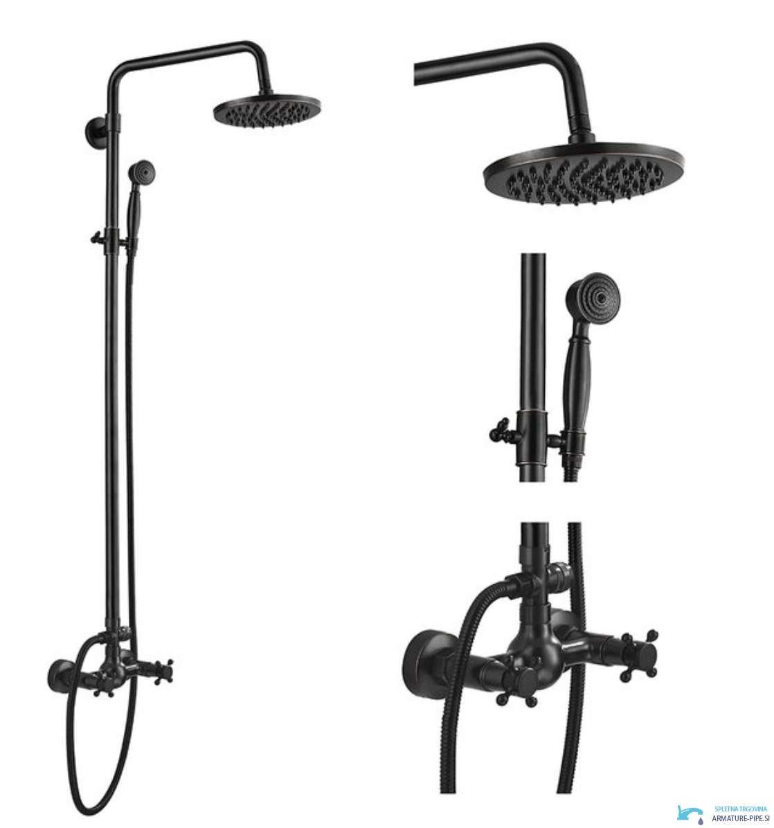 Sistema doccia esterno con LED TN1700 in nero opaco