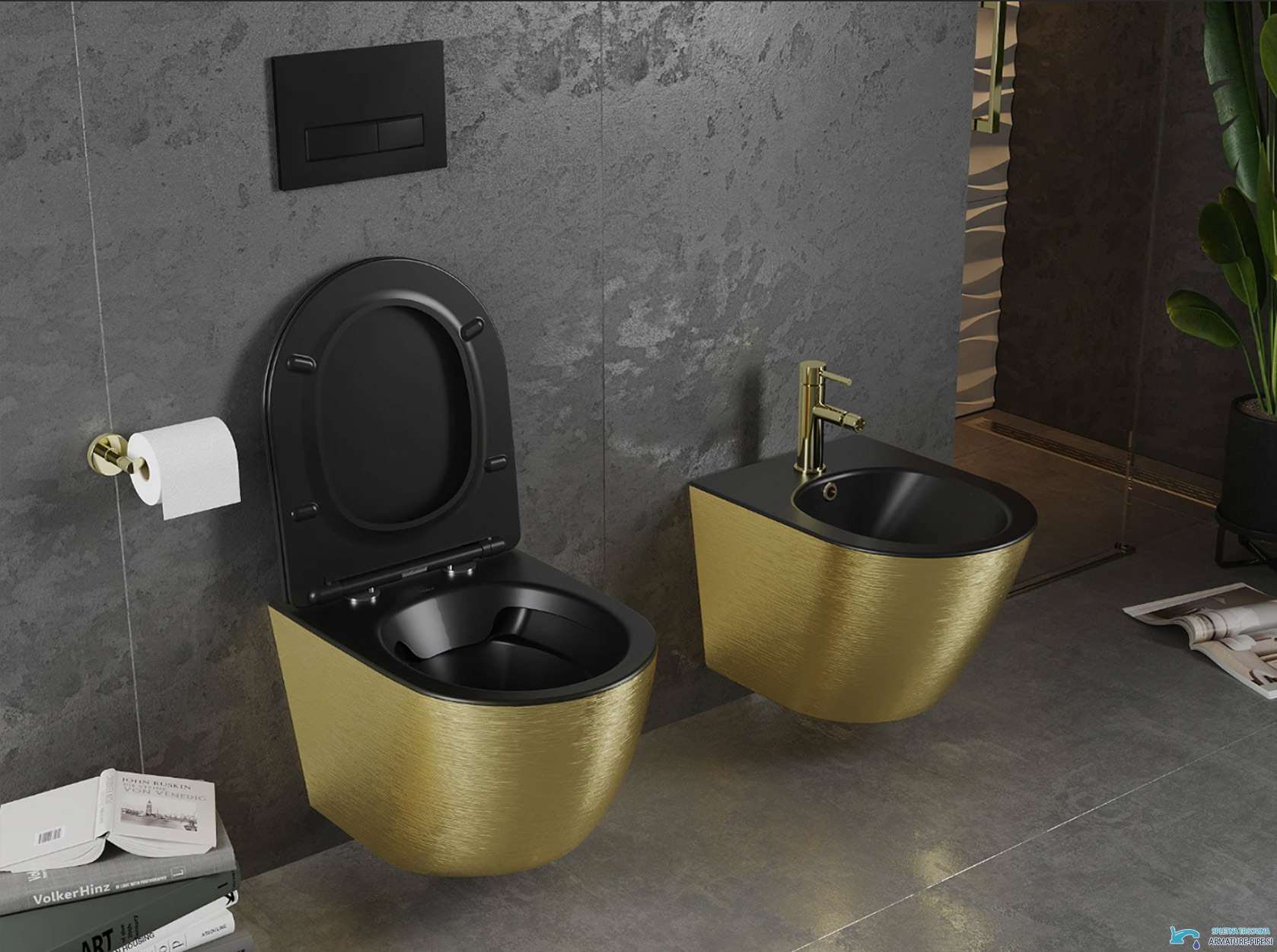 TO1699 - WC sospeso oro, WC nero