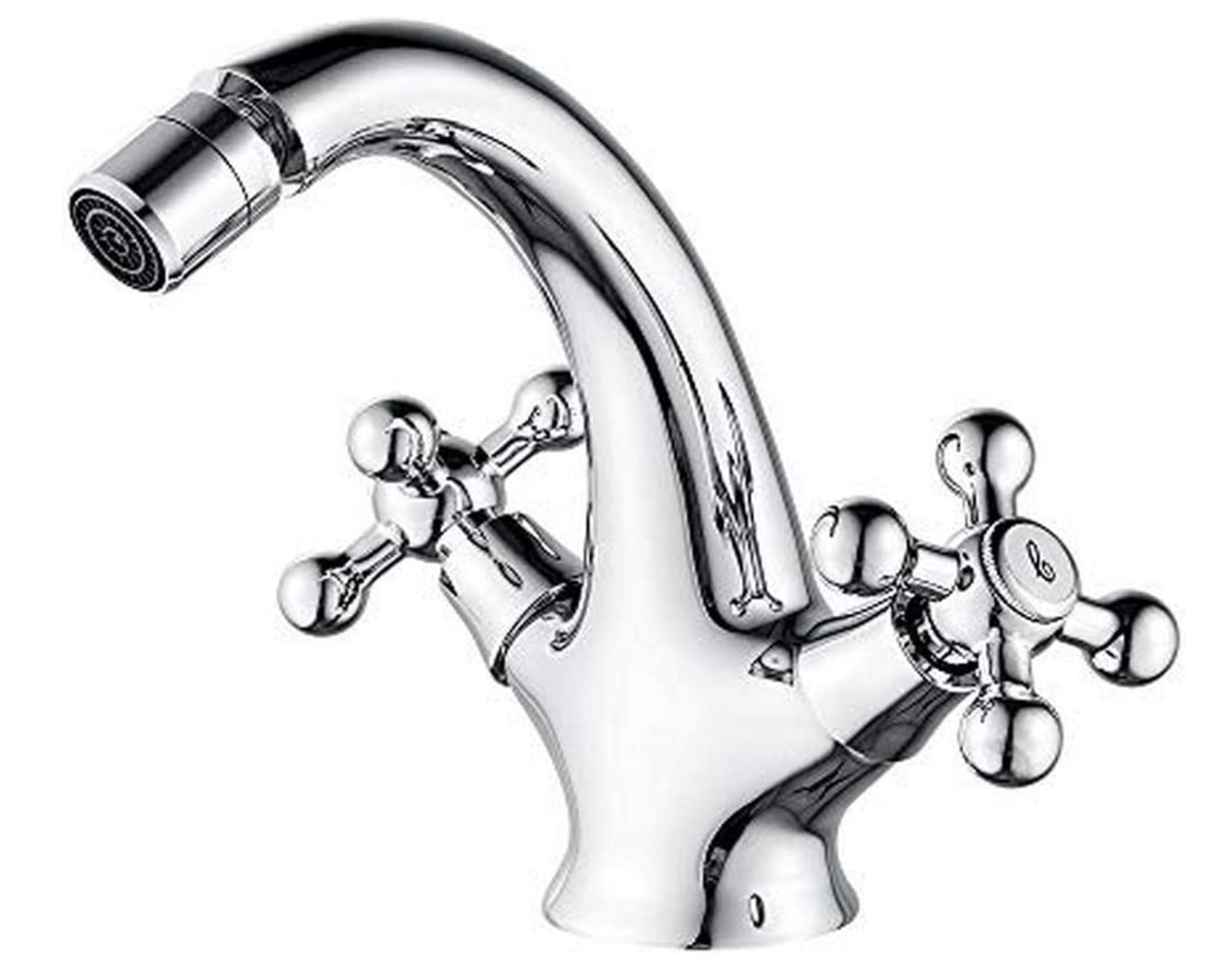 Rubinetto bidet rustico UC1143 cromato con due manopole a croce e bocca curva