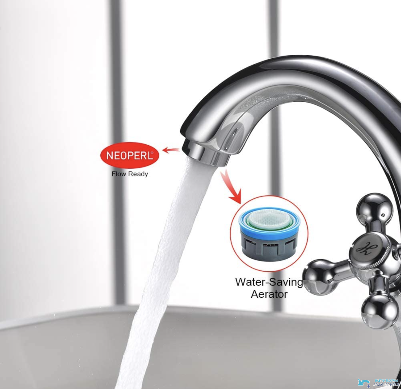 Dettaglio dell'aeratore del rubinetto bidet rustico UC1143 cromato