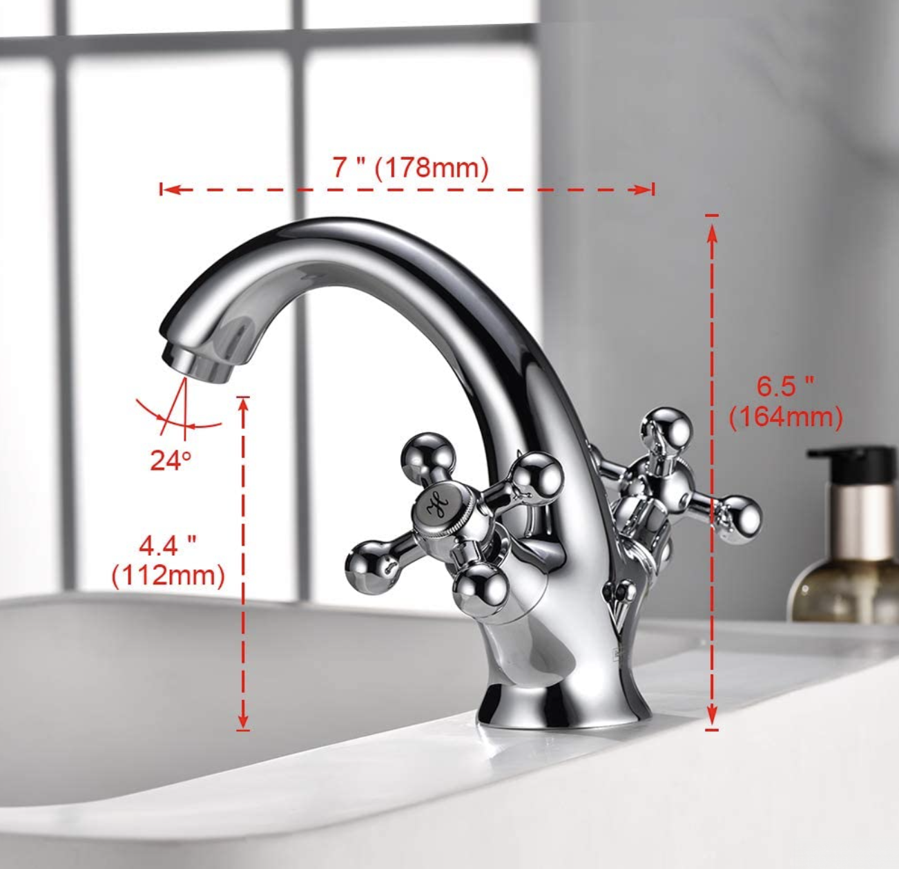 Misure tecniche del rubinetto bidet cromato UC1143: 178 × 164 mm