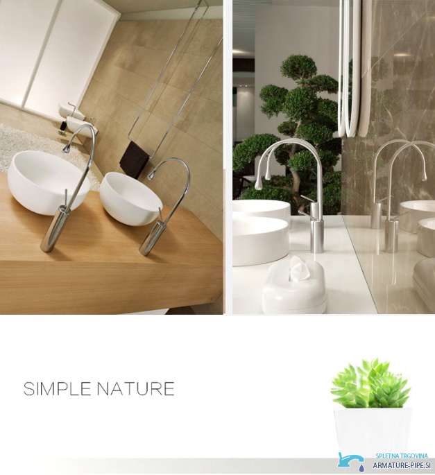 Rubinetto bagno VB1116P alto cromato in due ambienti lavabo