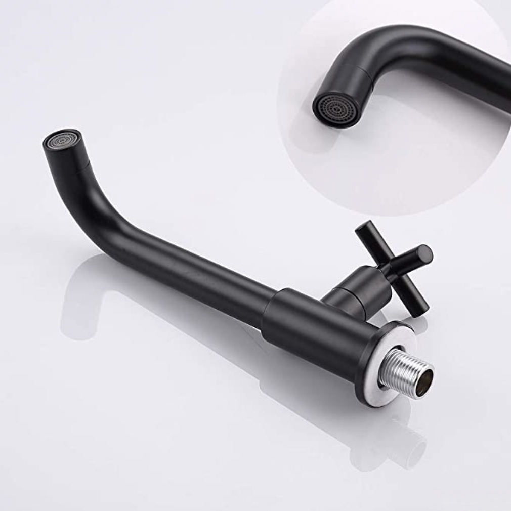 Rubinetto a parete per acqua fredda WB1414 in nero opaco