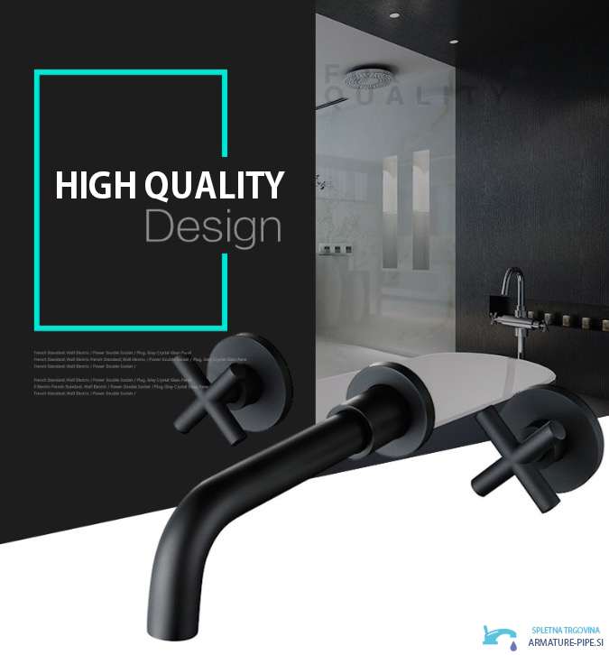Rubinetto a parete nero per lavabo WB2248 con finitura nera opaca