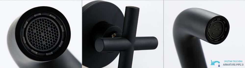 Rubinetto nero a parete per lavabo WB2248 con finitura nera opaca