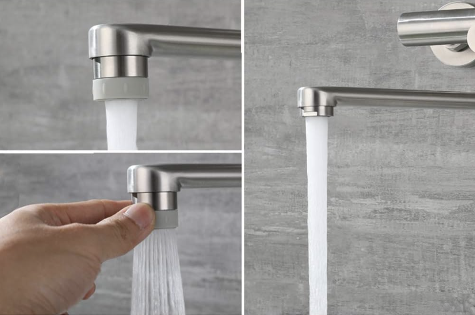 Miscelatore da cucina a parete EYN WK1124 effetto acciaio inox spazzolato