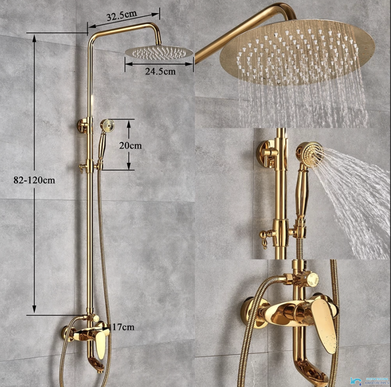 Specifiche del sistema doccia a vista ZNT1699: 82–120 cm, soffione 24,5 cm
