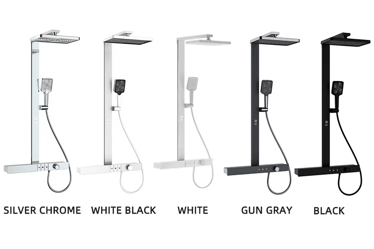 Sistema doccia BSE1719 nelle varianti nero, bianco A, bianco B, cromo argento e grigio canna di fucile