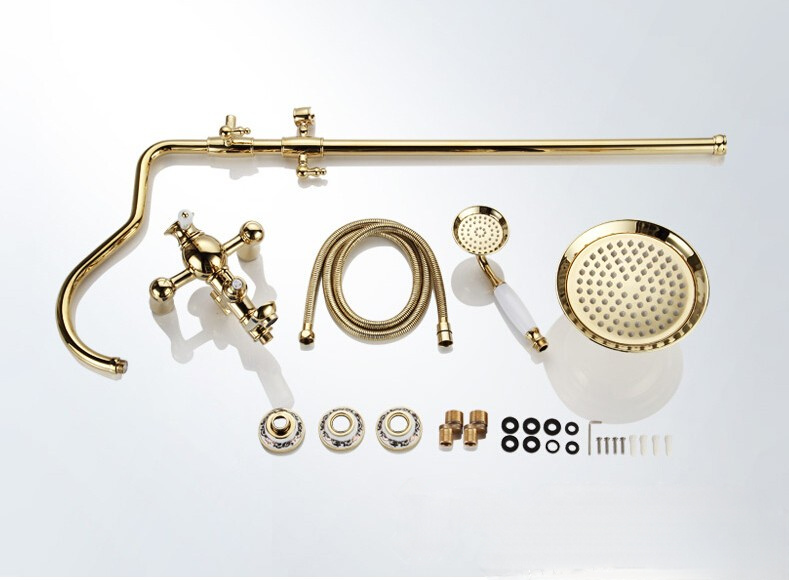 Pannello doccia classico woo-1872 in oro lucido