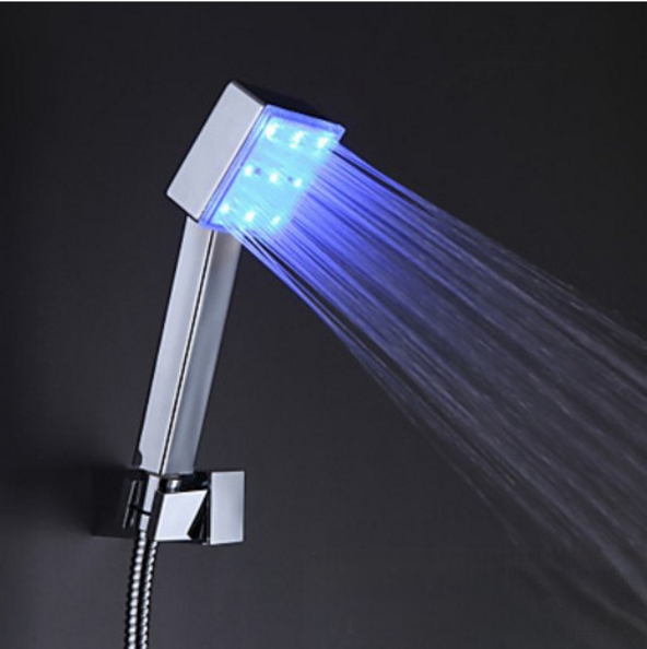 Sistema doccia LED da incasso woo-2436 cromato con doccetta illuminata di blu