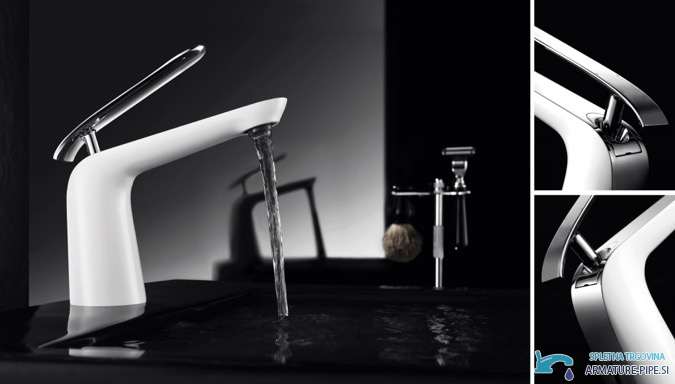 Rubinetto bianco per lavabo e bidet woo-6963 con dettagli cromati