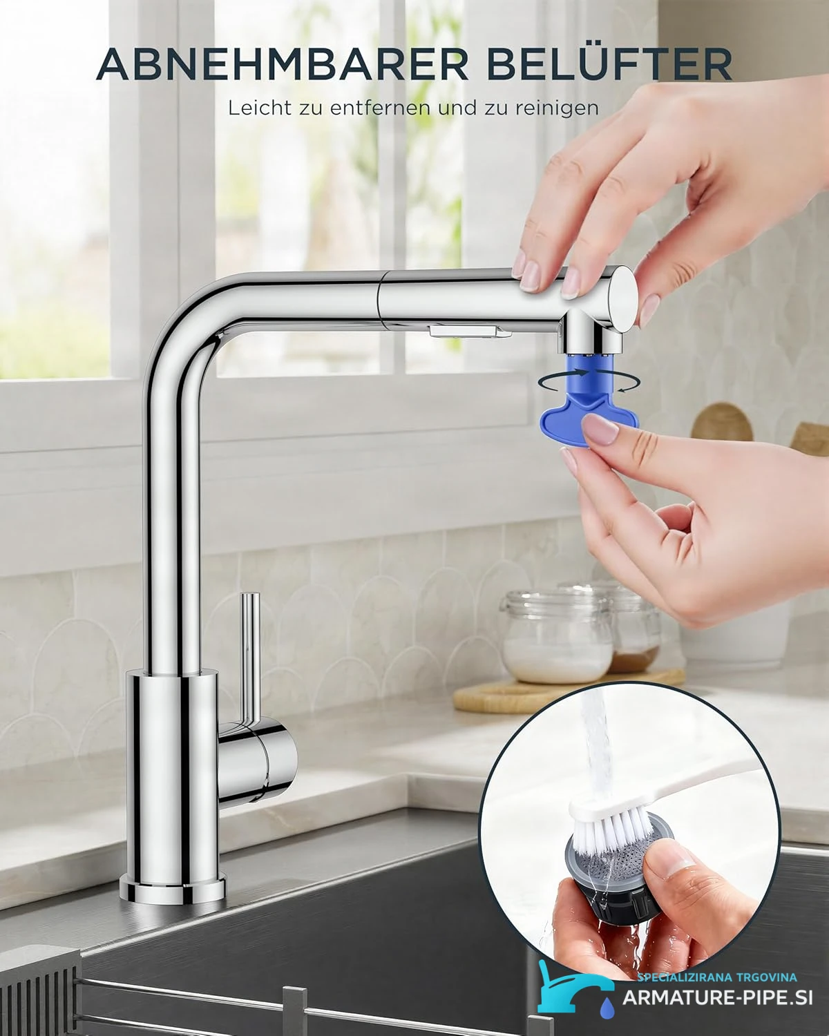 Low-Pressure Kitchen Tap, Single Lever Hot and Cold Water Tap, Tap with 3 Connections for Boilers, Suitable for Boilers and Under-Sink Boilers, Mat Zwart