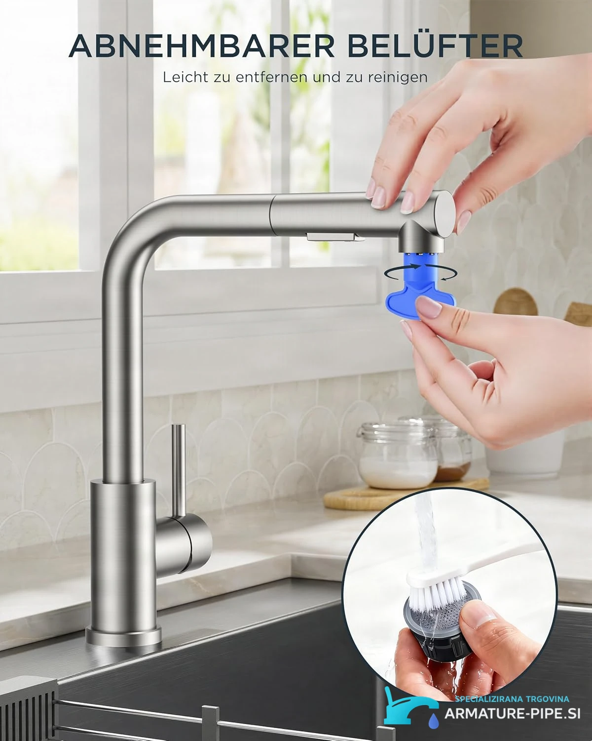 Low-Pressure Kitchen Tap, Single Lever Hot and Cold Water Tap, Tap with 3 Connections for Boilers, Suitable for Boilers and Under-Sink Boilers, Mat Zwart