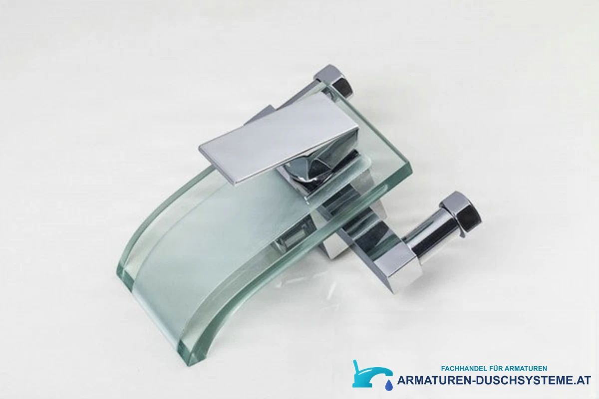 Wandarmatur für die Badewanne aus Glas SK0264 — obere Ansicht von Hebel und Anschluss