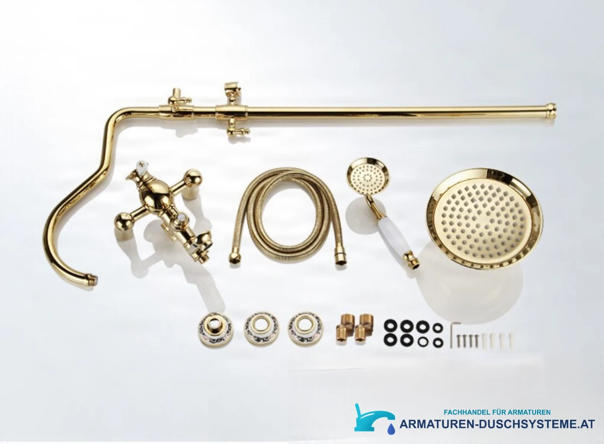 Duschpaneel im klassischen Design woo-1872 in glänzendem Gold