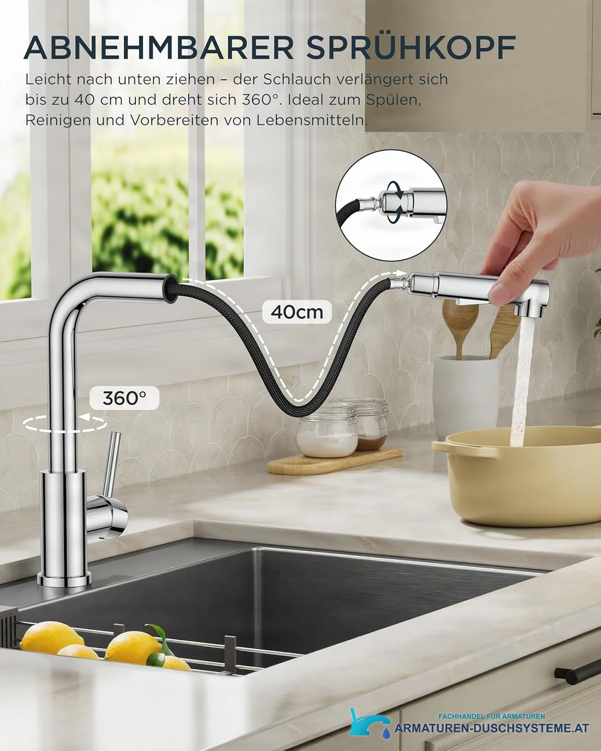 Low-Pressure Kitchen Tap, Single Lever Hot and Cold Water Tap, Tap with 3 Connections for Boilers, Suitable for Boilers and Under-Sink Boilers, Mat Zwart