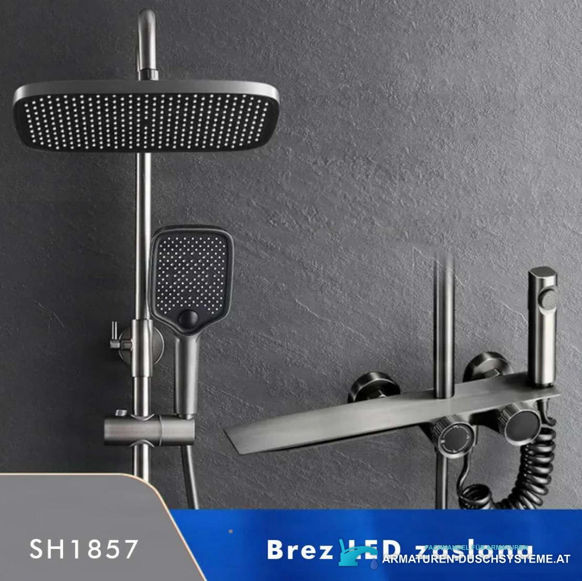 Luxuriöses Aufputz-Duschsystem SH1857 in gebürstetem Gunmetal