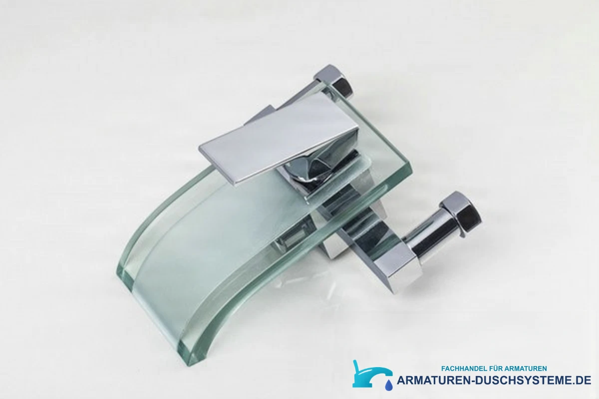 Wandarmatur für die Badewanne aus Glas SK0264 — obere Ansicht von Hebel und Anschluss