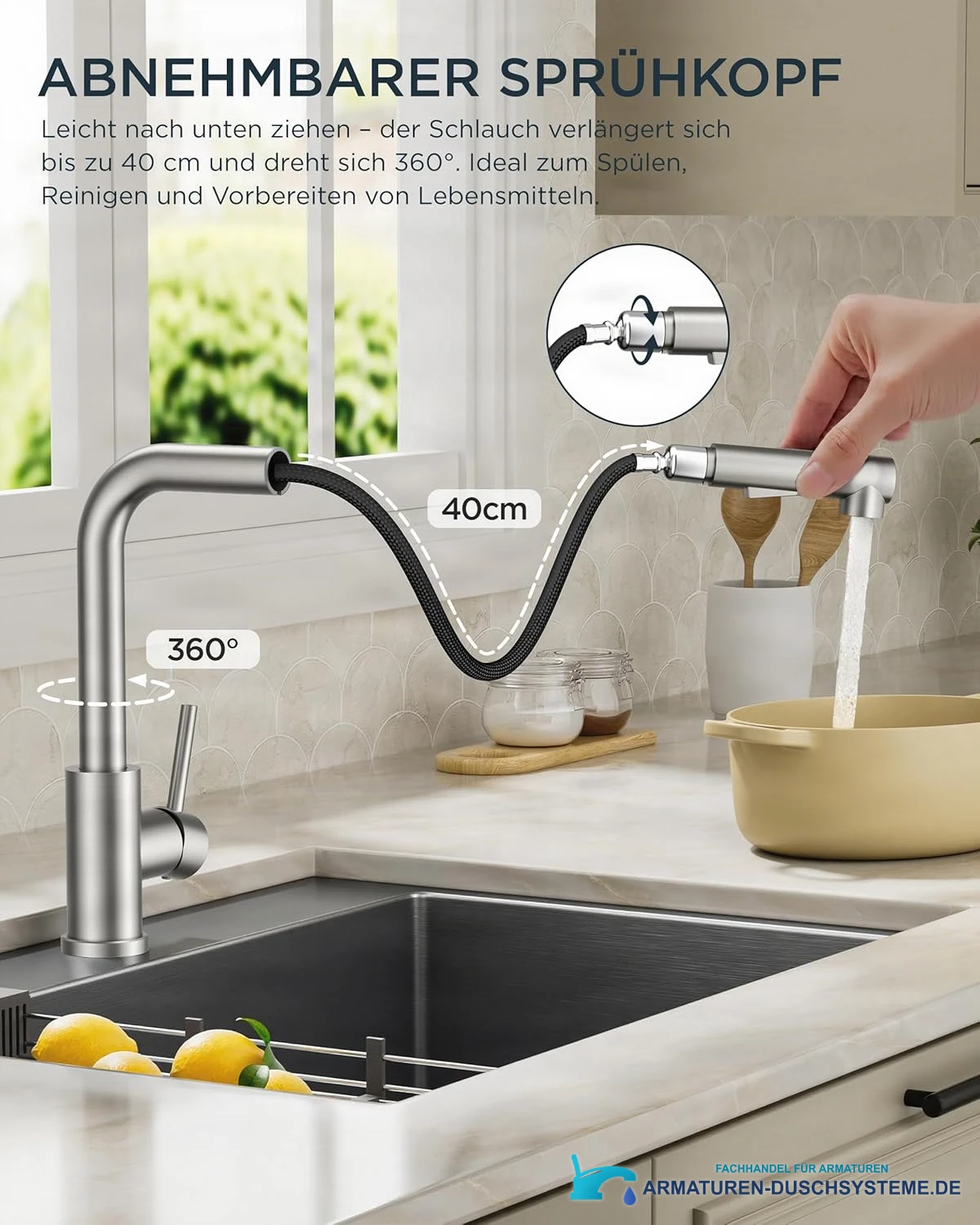 Low-Pressure Kitchen Tap, Single Lever Hot and Cold Water Tap, Tap with 3 Connections for Boilers, Suitable for Boilers and Under-Sink Boilers, Mat Zwart