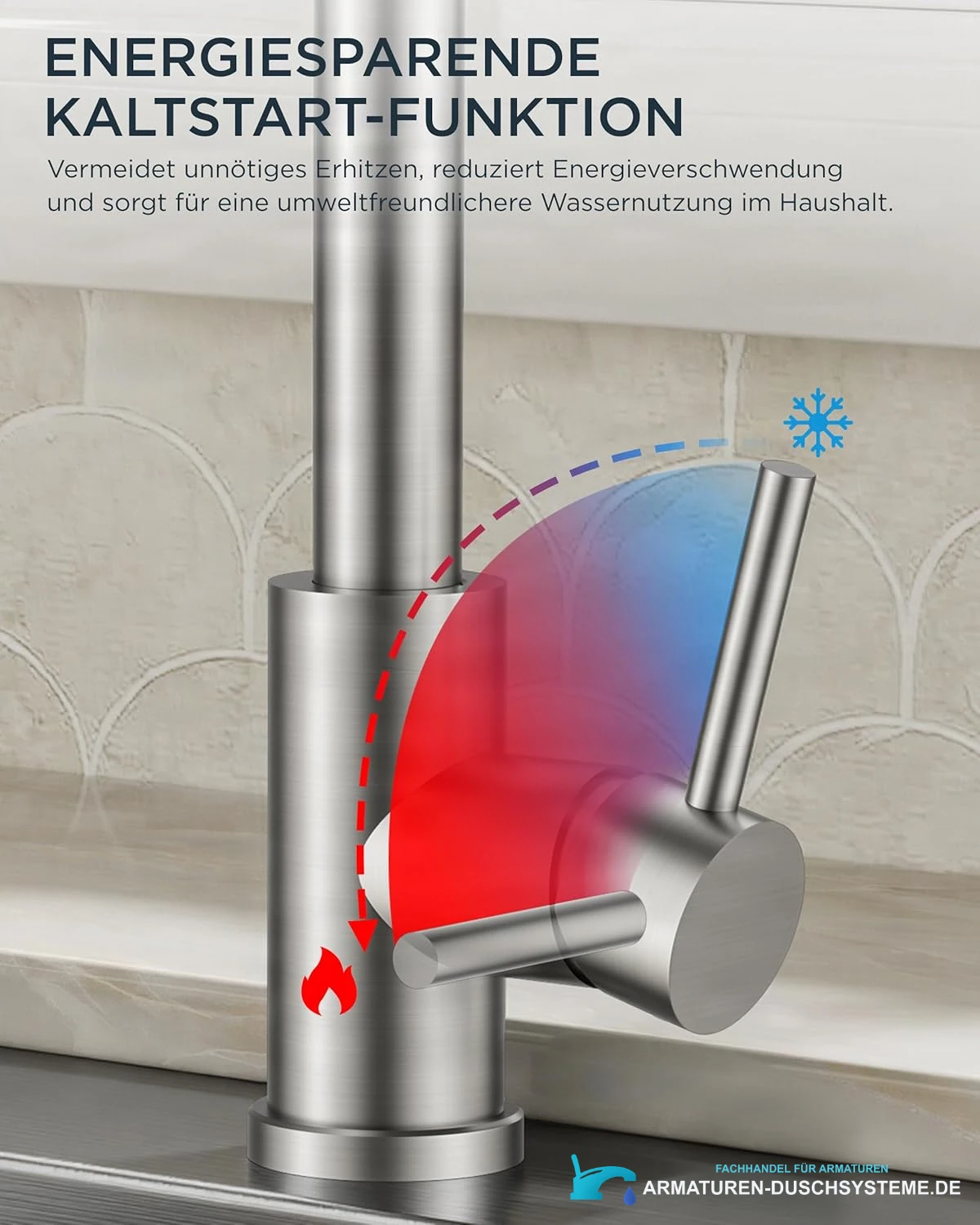 Low-Pressure Kitchen Tap, Single Lever Hot and Cold Water Tap, Tap with 3 Connections for Boilers, Suitable for Boilers and Under-Sink Boilers, Mat Zwart