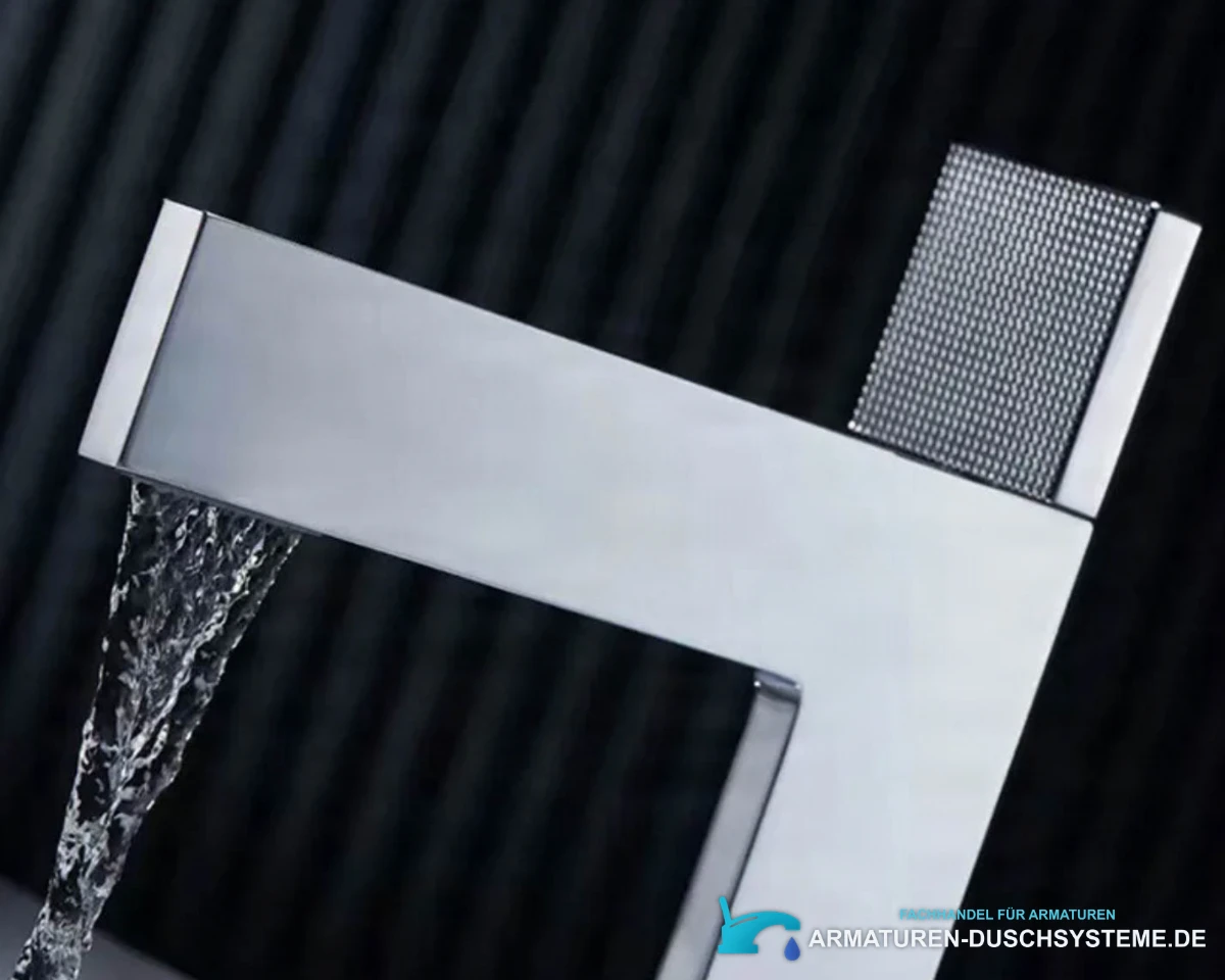 Badarmatur ELITE EDITION BS1420 mit Wasserfallauslauf in satiniertem Silber
