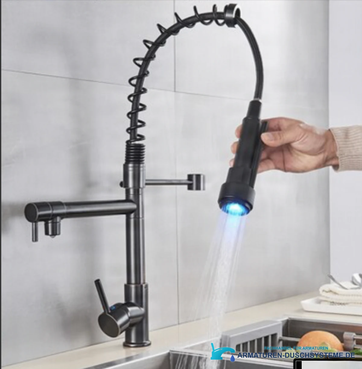 Küchenarmatur mit LED-Leuchte oder ohne 0141b in Mattschwarz