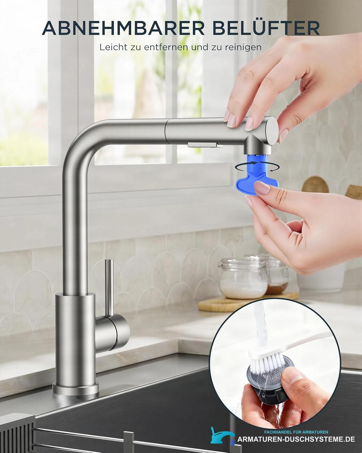 Low-Pressure Kitchen Tap, Single Lever Hot and Cold Water Tap, Tap with 3 Connections for Boilers, Suitable for Boilers and Under-Sink Boilers, Mat Zwart