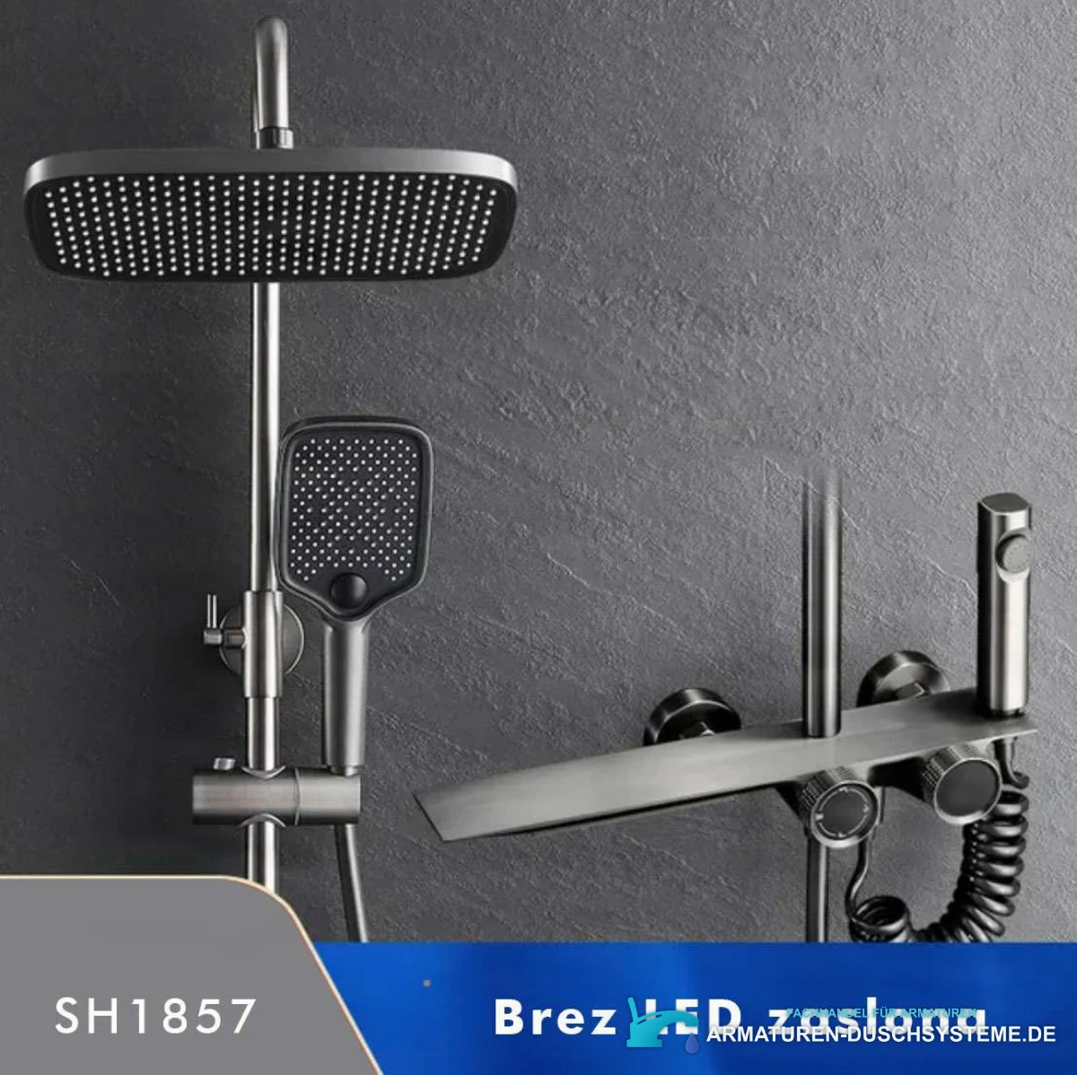 Luxuriöses Aufputz-Duschsystem SH1857 in gebürstetem Gunmetal
