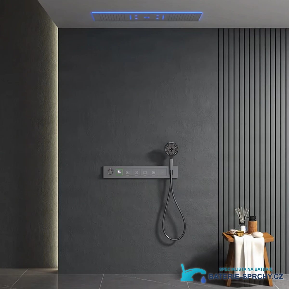 Podomítkový sprchový systém ELITE EDITION BCS1045 se 6 funkcemi, termostatem a LED osvětlením ve více barevných provedeních