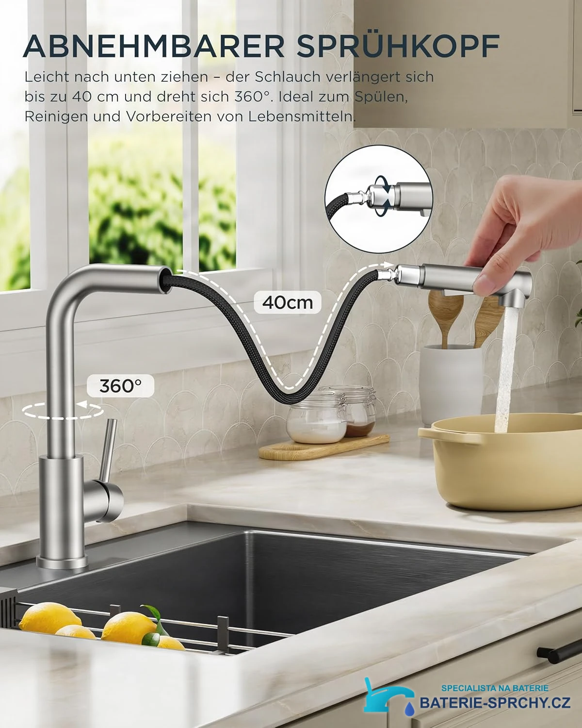 Low-Pressure Kitchen Tap, Single Lever Hot and Cold Water Tap, Tap with 3 Connections for Boilers, Suitable for Boilers and Under-Sink Boilers, Mat Zwart