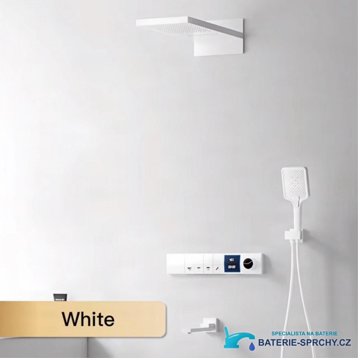 Podomítkový sprchový systém ELITE EDITION BCS1050 s LED displejem, vodopádovým výtokem a v několika barevných provedeních