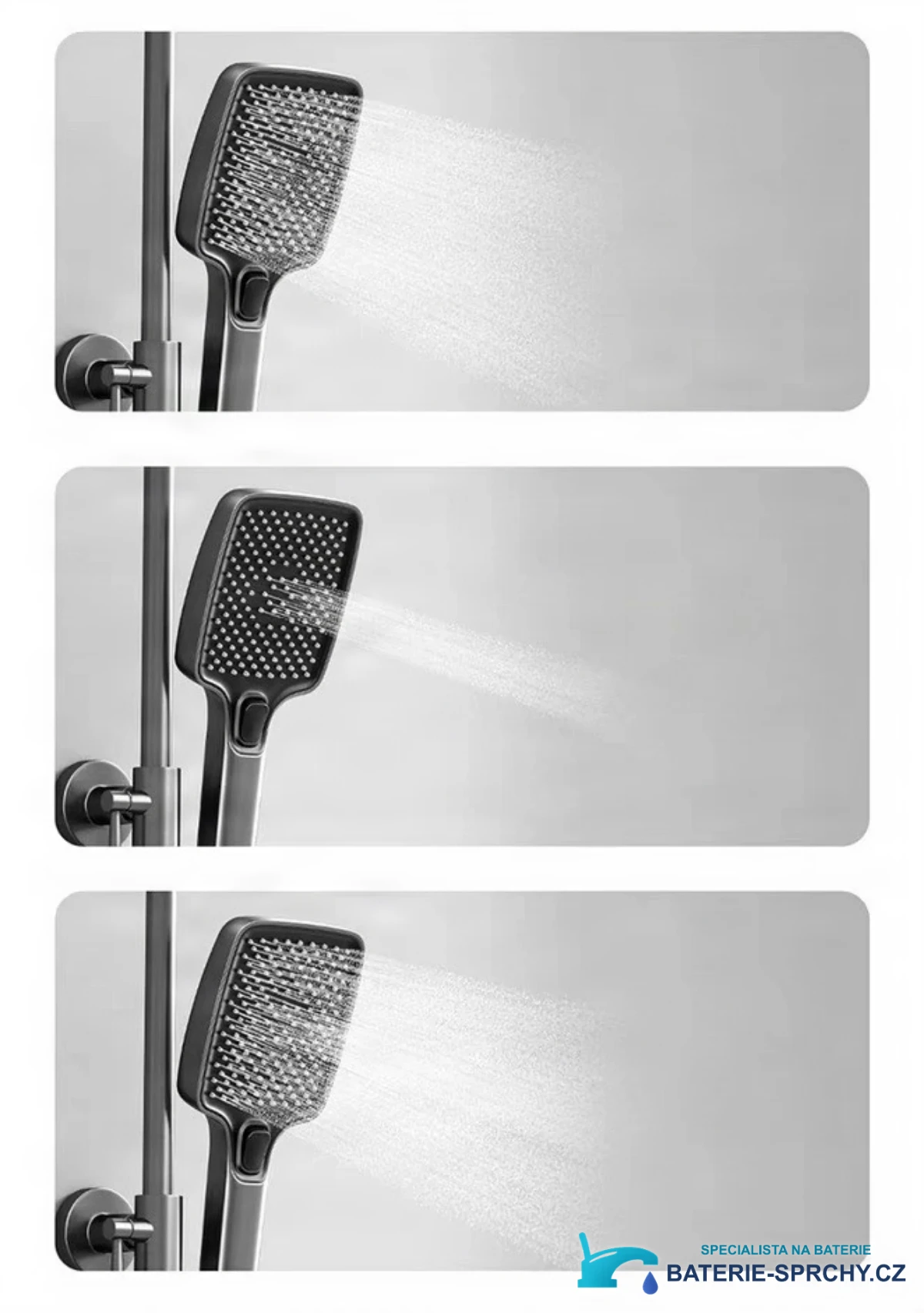 Nástěnný sprchový systém ELITE EDITION BSE1307 s LED osvětlením, masážními tryskami a vodopádovým výtokem