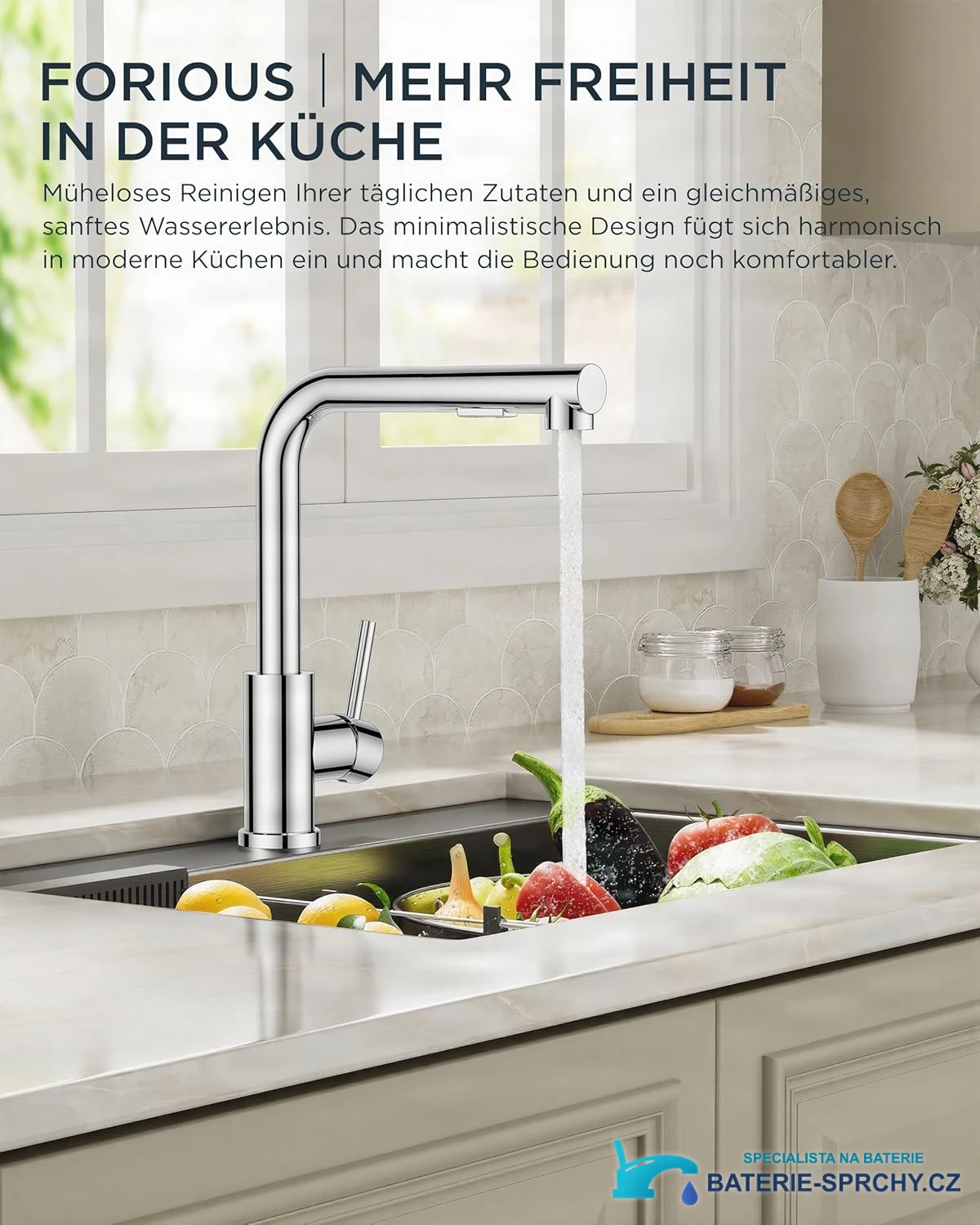 Low-Pressure Kitchen Tap, Single Lever Hot and Cold Water Tap, Tap with 3 Connections for Boilers, Suitable for Boilers and Under-Sink Boilers, Mat Zwart