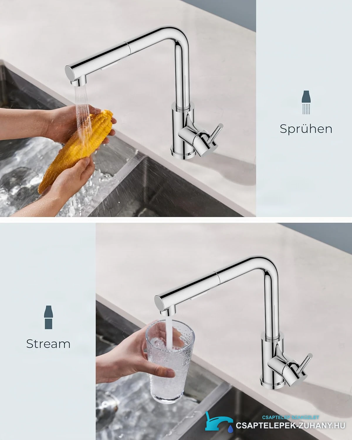 Low-Pressure Kitchen Tap, Single Lever Hot and Cold Water Tap, Tap with 3 Connections for Boilers, Suitable for Boilers and Under-Sink Boilers, Mat Zwart
