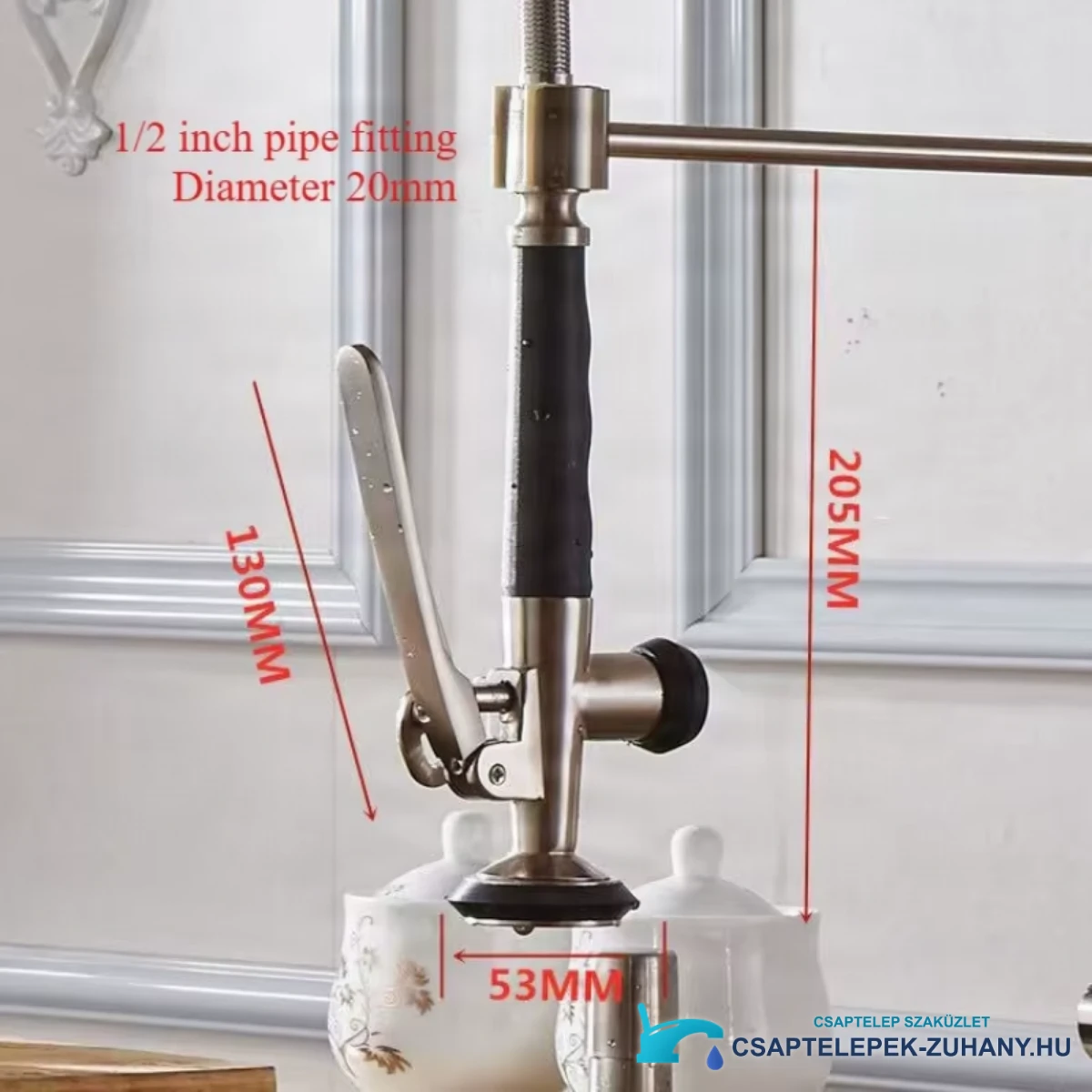 ELITE EDITION KFH1355 mosogató-zuhanyfej: 205 mm, 130 mm-es kar és 1/2 colos csatlakozó
