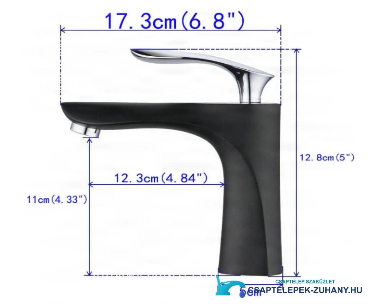 Az ELITE EDITION BS1210 mosdócsaptelep műszaki rajza (17,3 × 12,8 cm)