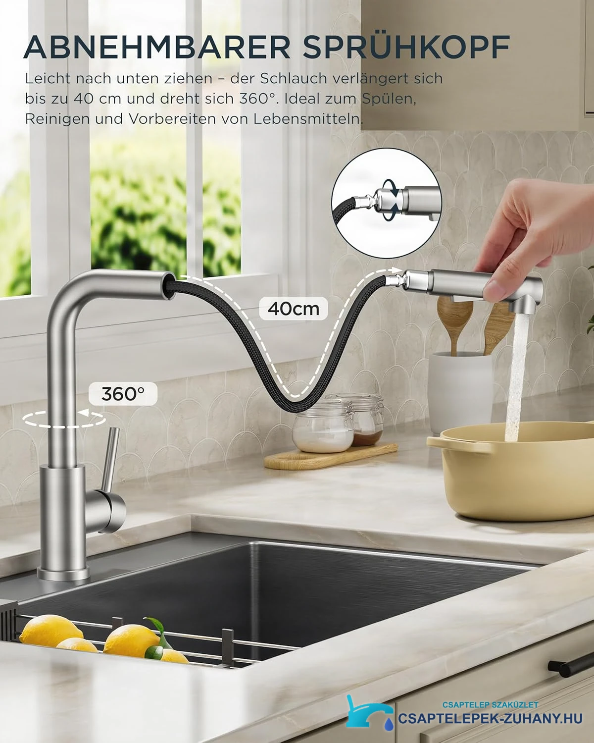 Low-Pressure Kitchen Tap, Single Lever Hot and Cold Water Tap, Tap with 3 Connections for Boilers, Suitable for Boilers and Under-Sink Boilers, Mat Zwart