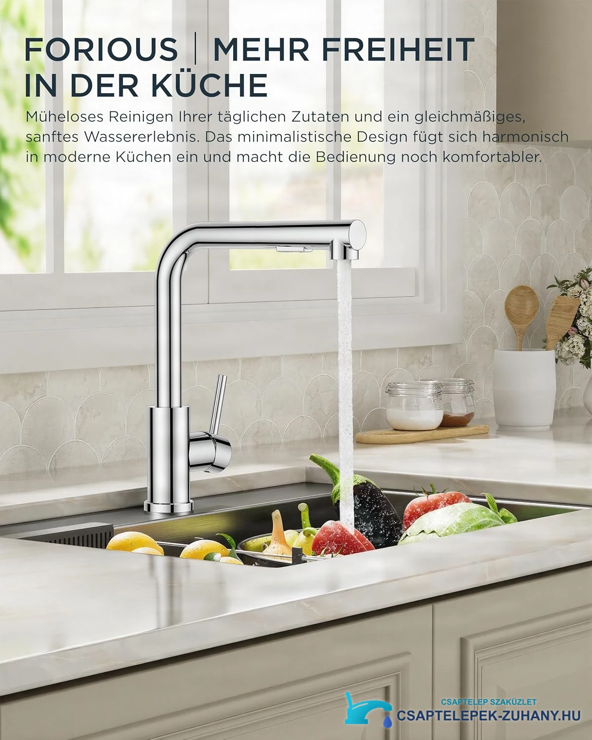 Low-Pressure Kitchen Tap, Single Lever Hot and Cold Water Tap, Tap with 3 Connections for Boilers, Suitable for Boilers and Under-Sink Boilers, Mat Zwart