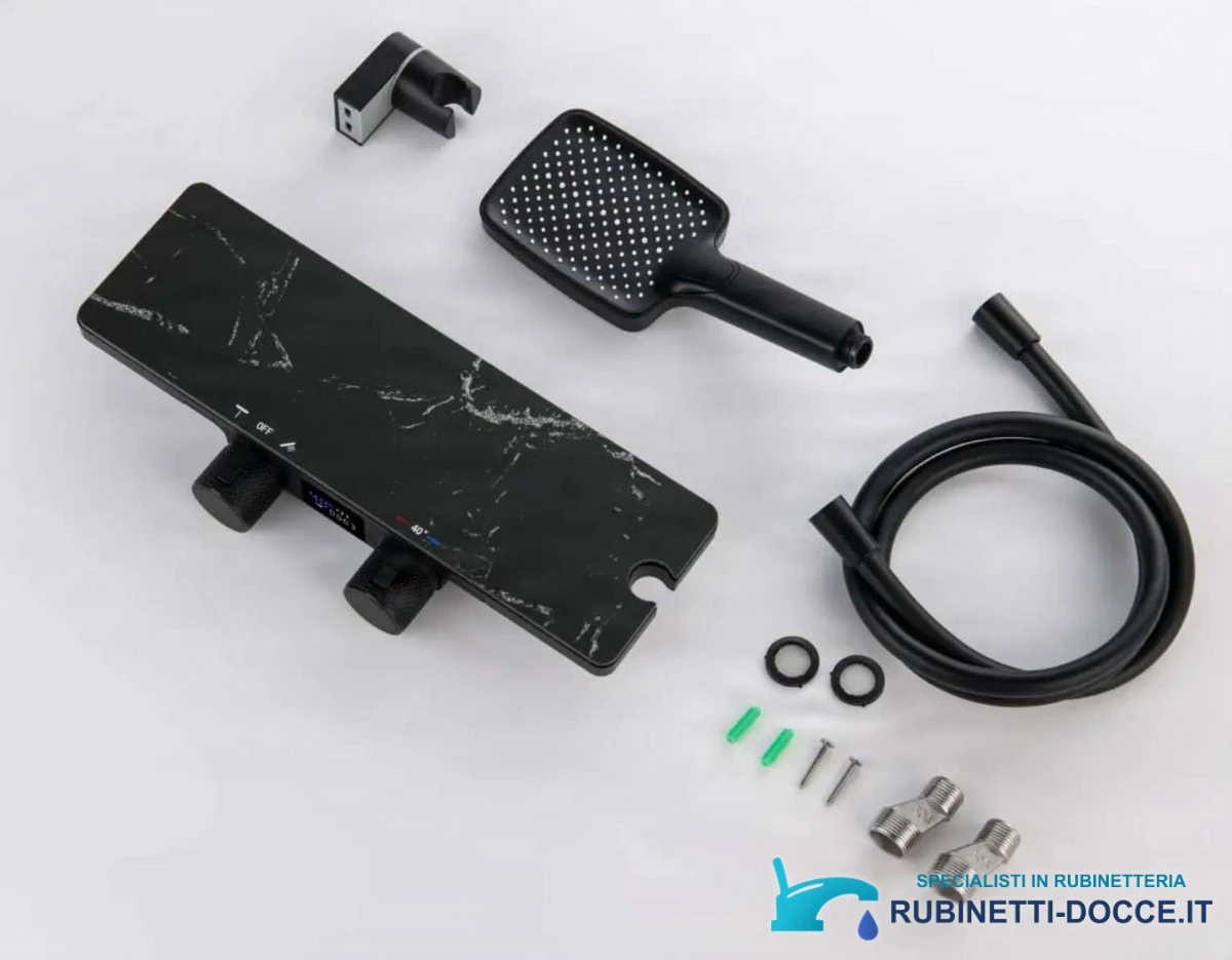 Sistema doccia ELITE EDITION BBT2053 termostatico con LED e getti multipli, in più finiture tra cui nero opaco e grigio grafite