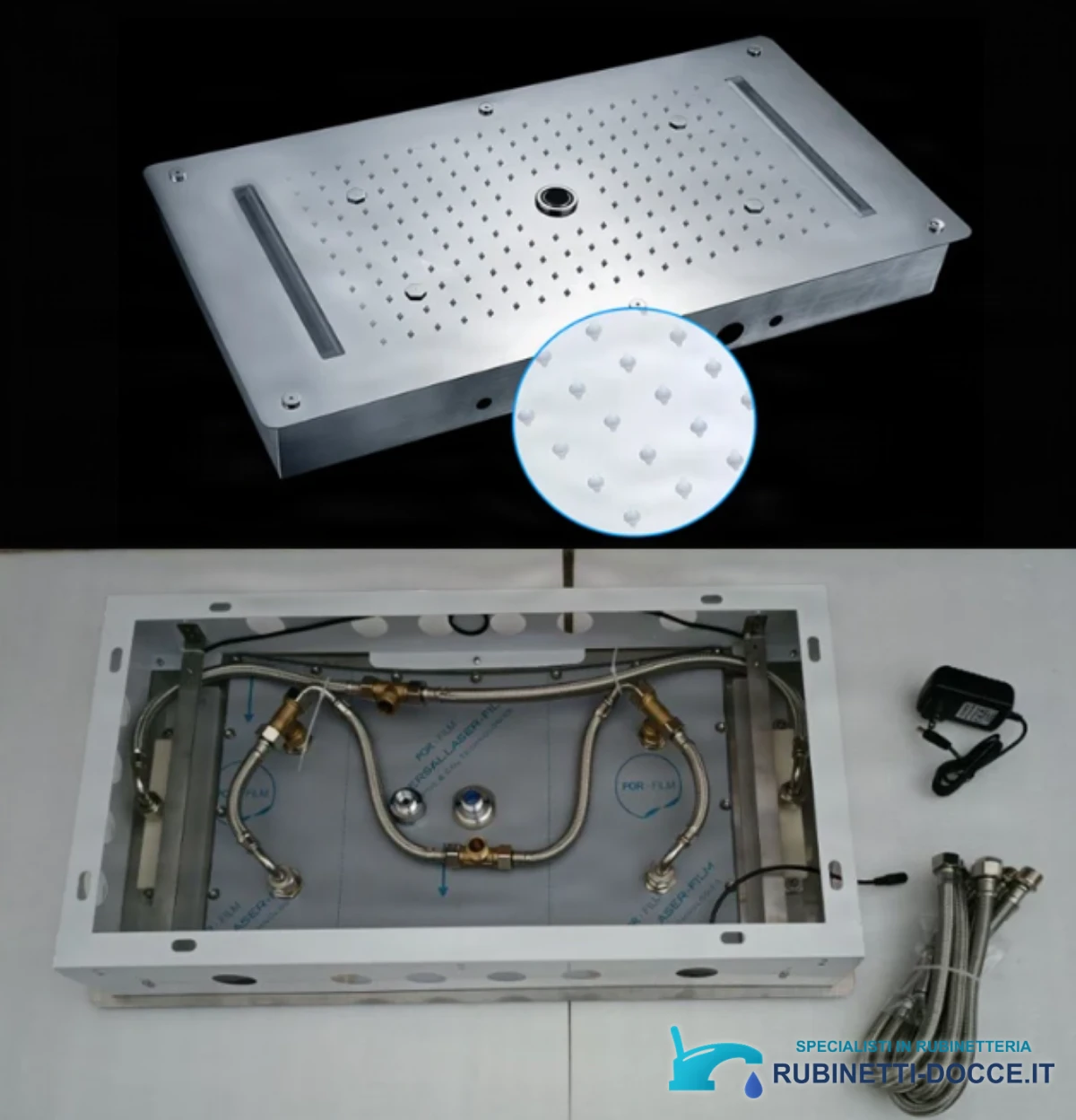 Sistema doccia a incasso ELITE EDITION BCS1557 termostatico con LED, getto a cascata e idromassaggio, nero e nero opaco