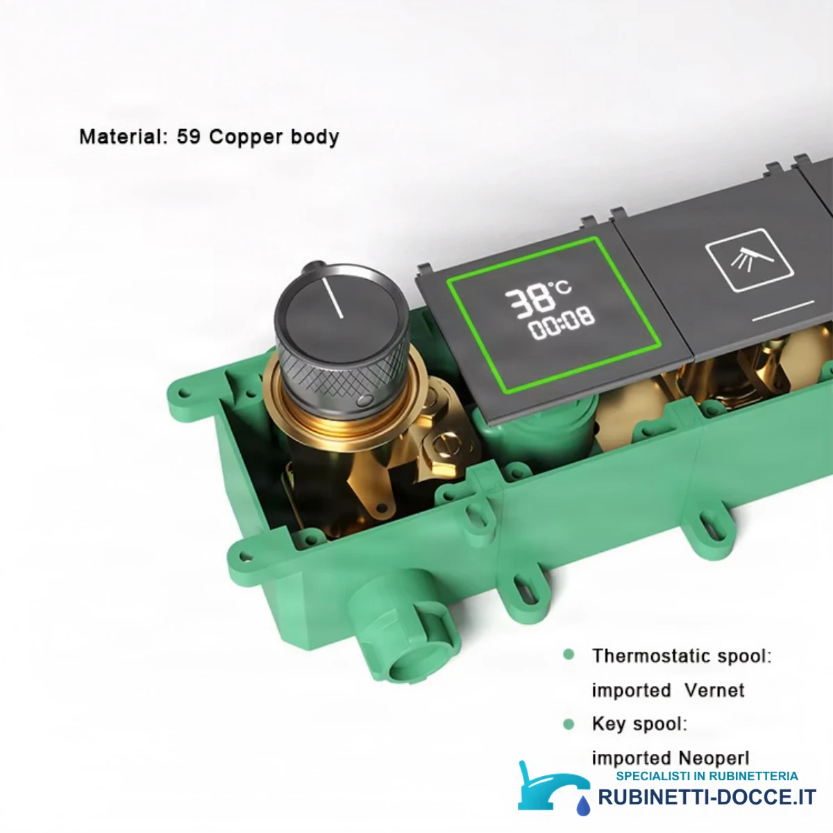 Sistema doccia termostatico a incasso ELITE EDITION BCS1045 a 6 funzioni, in argento satinato e altre varianti di colore